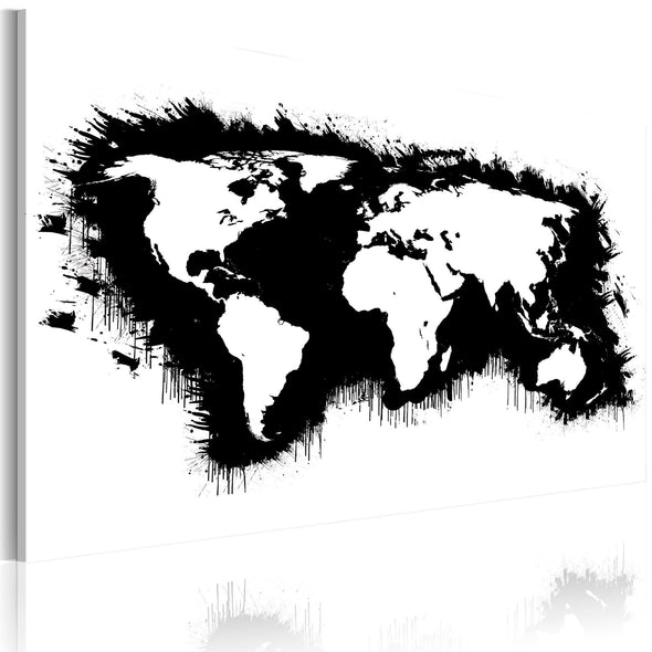 Canvas Print - Monochromatic map of the World