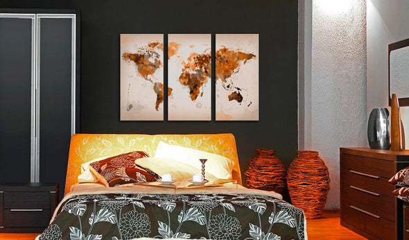 Canvas Print - Map of the World - Desert storm - triptych