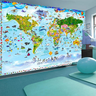 Peel and stick wall mural - World Map for Kids