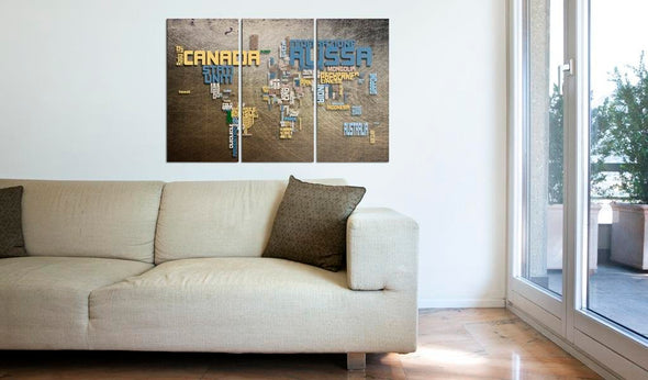 Canvas Print - Map of the World (Italian language) - triptych