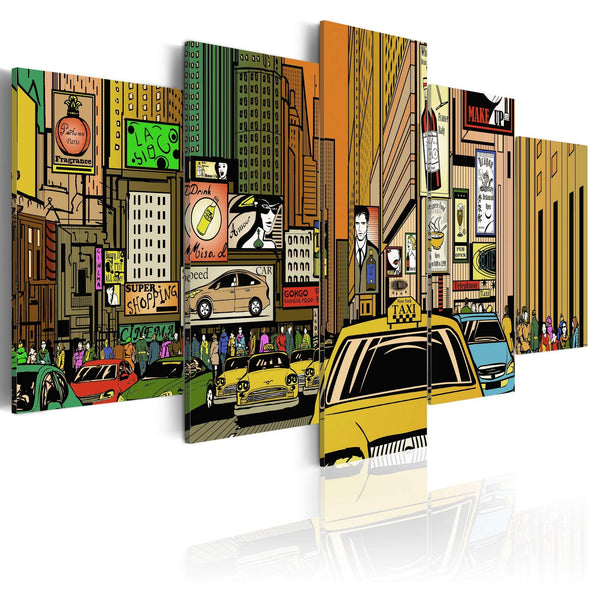 Canvas Print - The streets of New York City in cartoons