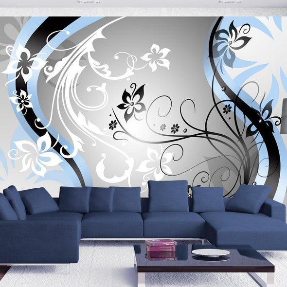 Wall mural - Art-flowers (blue)