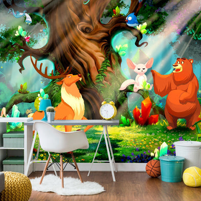 Peel and stick wall mural - Bear and Friends