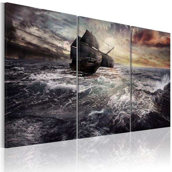 Canvas Print - Lonely ship on a high seas