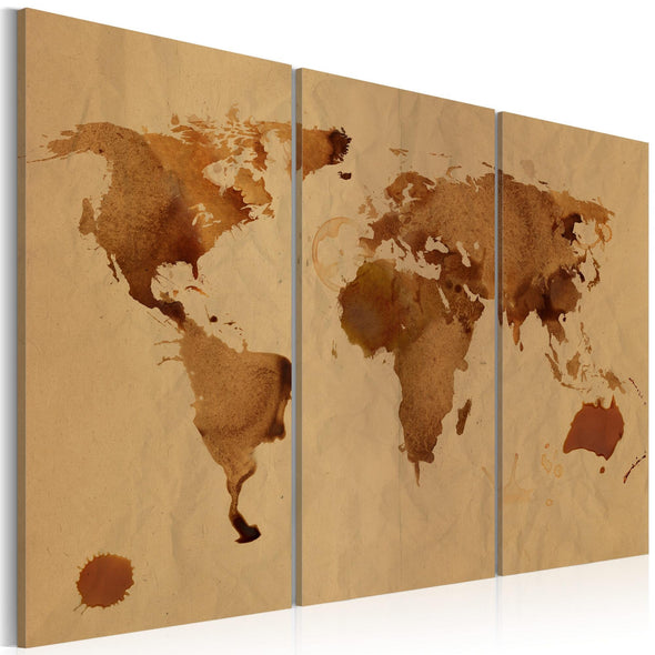Canvas Print - The World painted with coffee - triptych