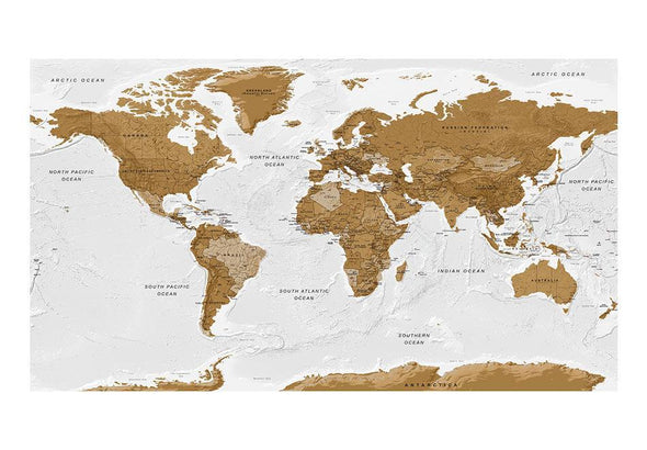 Peel and stick wall mural - World Map: White Oceans II