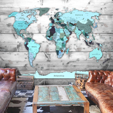 Peel and stick wall mural - World Map: Blue Continents