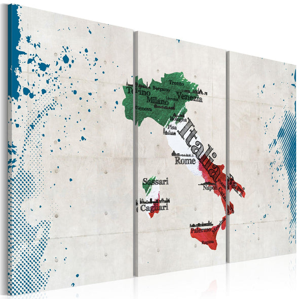 Canvas Print - Map of Italy - triptych