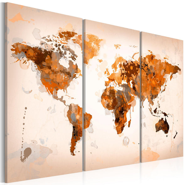 Canvas Print - Map of the World - Desert storm - triptych
