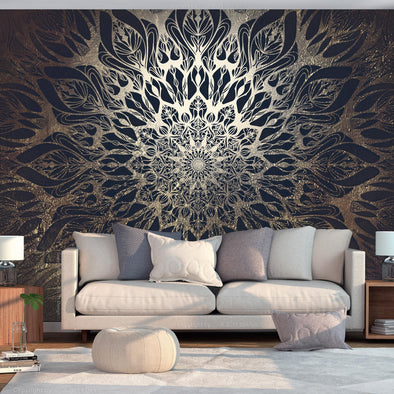 Peel and stick wall mural - Spider Web (Brown)
