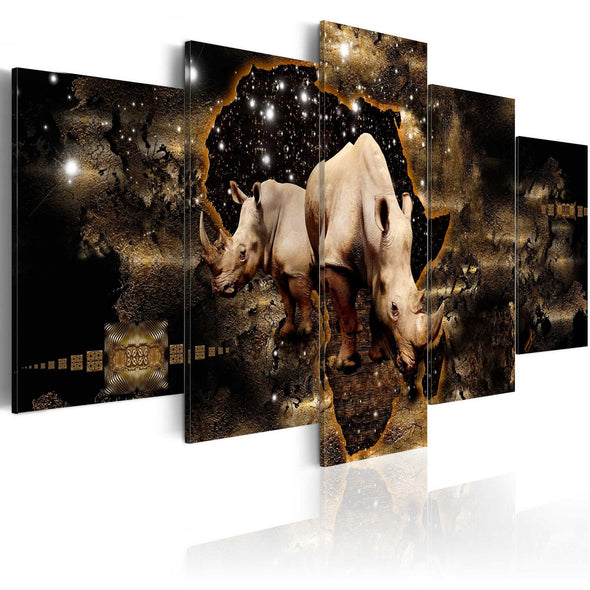 Canvas Print - Golden Rhino (5 Parts) Wide
