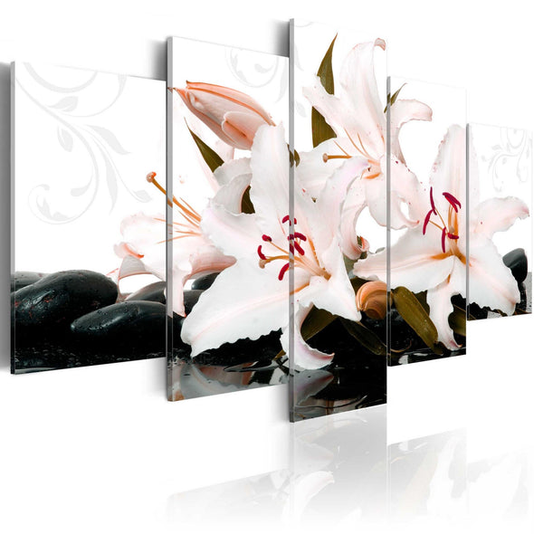 Canvas Print - Zen stones and lilies