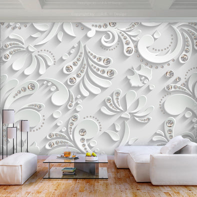 Peel and stick wall mural - Flowers with Crystals