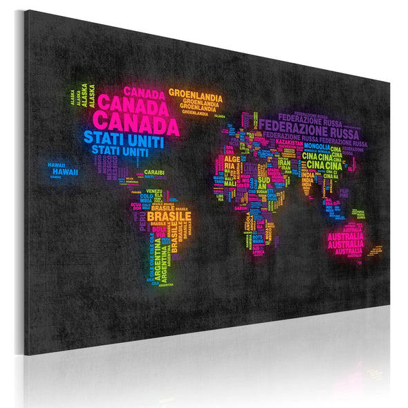 Canvas Print - The map of the World - Italian names of countries