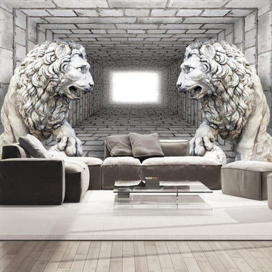 Peel and stick wall mural - Stone Lions