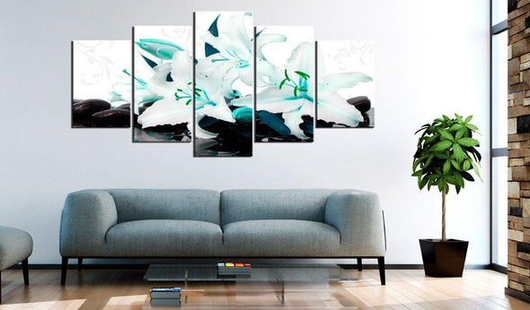 Canvas Print - Turquoise lilies and stones