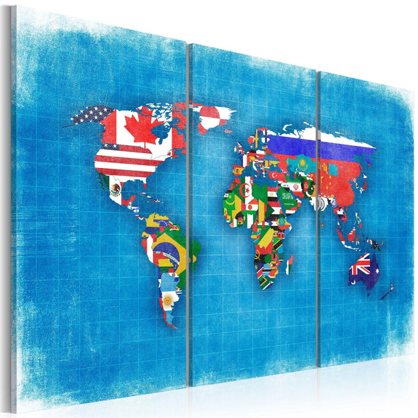 Canvas Print - Flags of the World - triptych