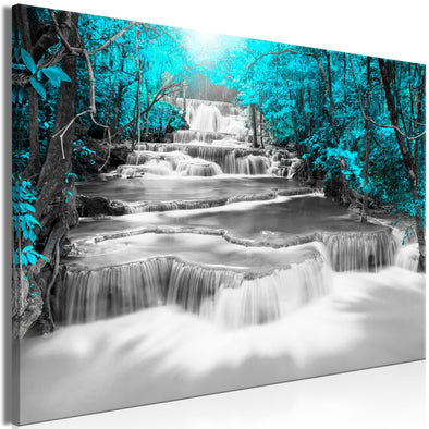 Canvas Print - Cascade of Thoughts (1 Part) Wide Turquoise