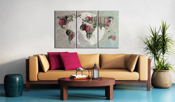 Canvas Print - Map of the World: Full moon - triptych