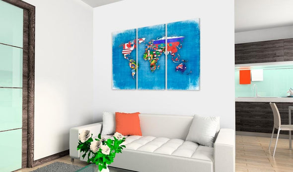 Canvas Print - Flags of the World - triptych