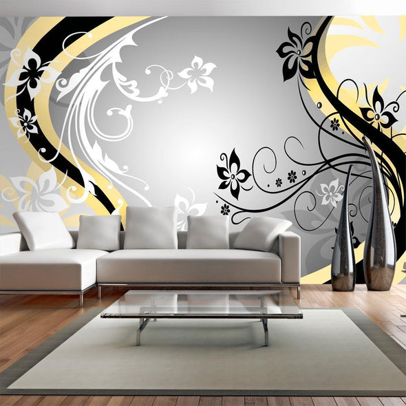 Peel and stick wall mural - Art-flowers (yellow)