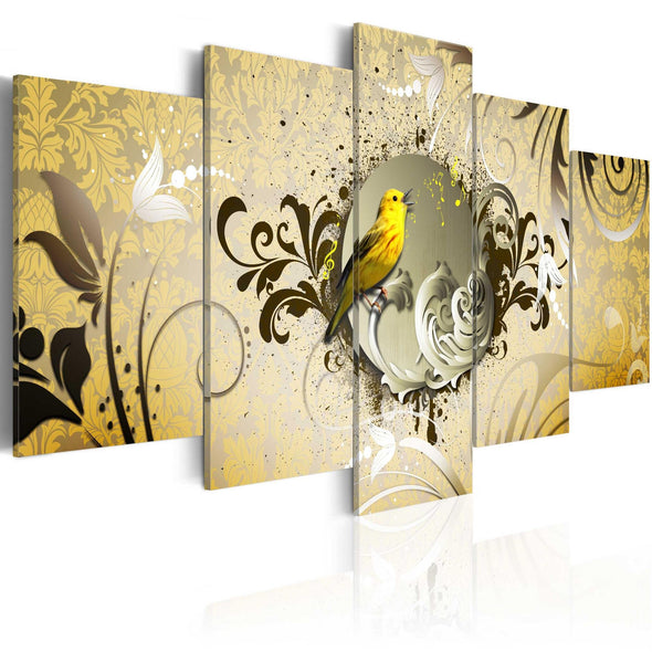 Canvas Print - Yellow bird singing