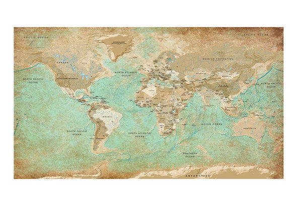 XXL wall mural - Turquoise World Map II