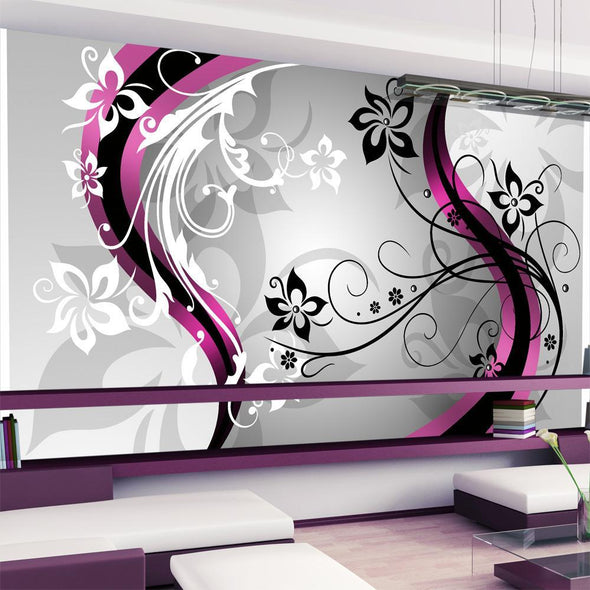Peel and stick wall mural - Art-flowers (pink)