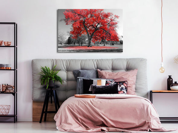 Canvas Print - Autumn in the Park (1 Part) Wide Red